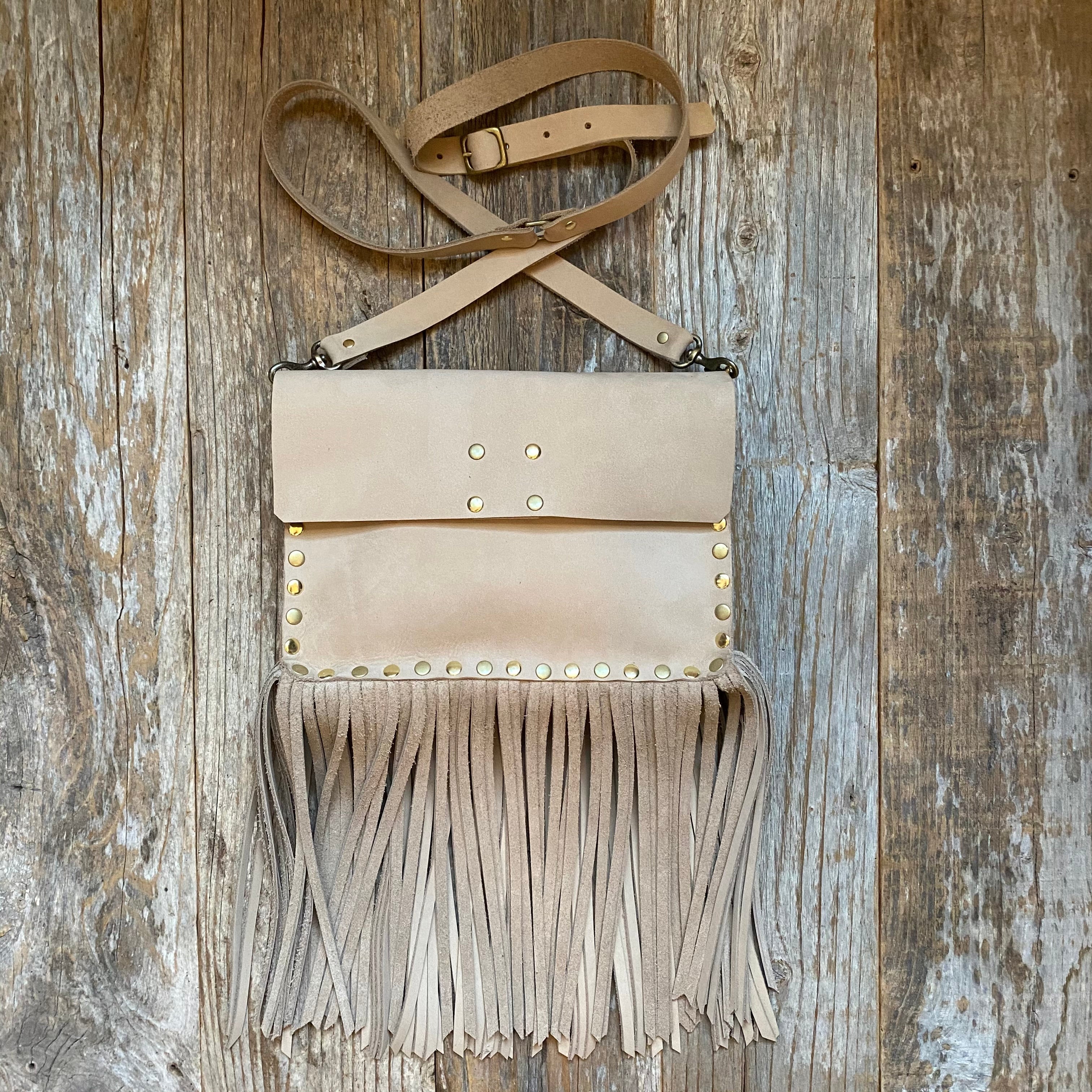 Large Leather Crossbody Fringe Bag - Women's Boho AFONiE Purse - Walmart.com